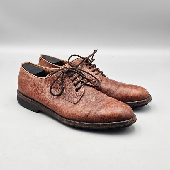 Salvatore Ferragamo Men's Size 11.5 D US Brown Leather Vibram Derby Shoes READ - Picture 1 of 8